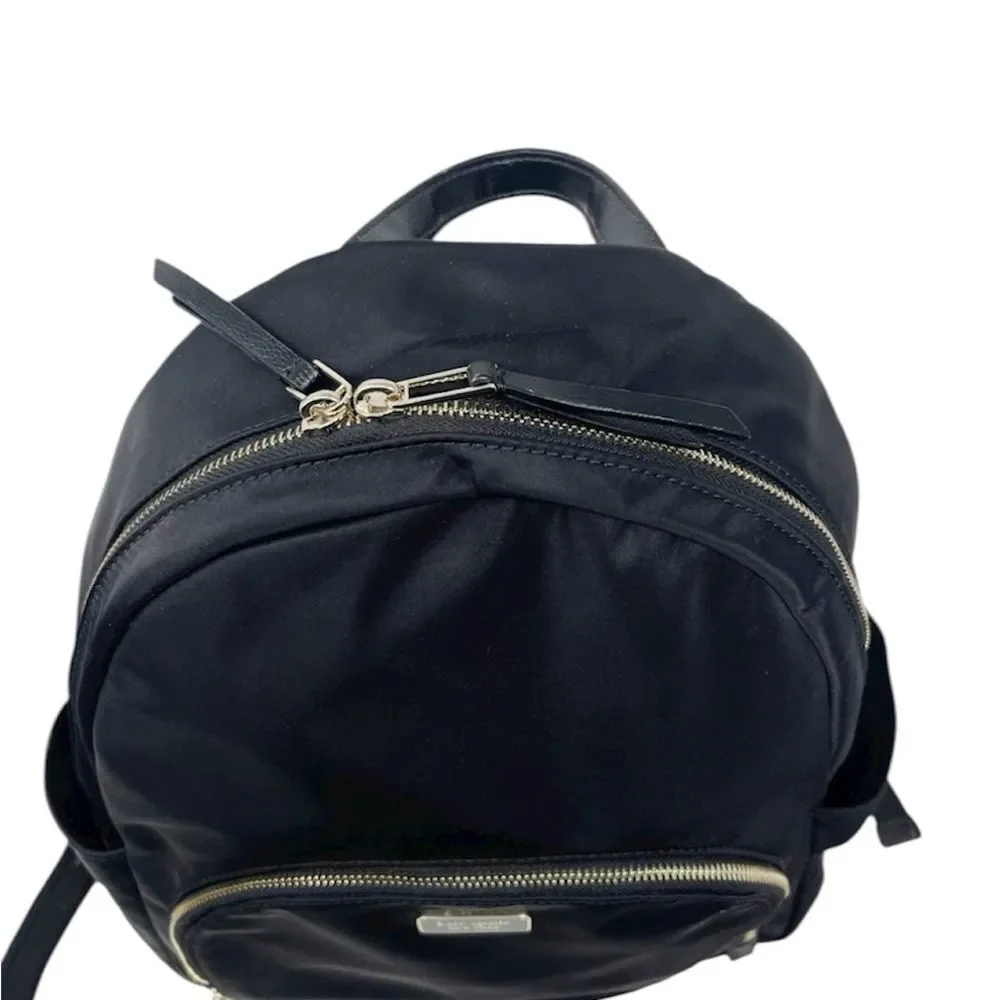 Kate Spade Black Dawn Backpack Nylon Zip Closure Front Pocket Waterbottle Slip